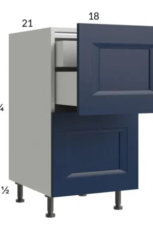 Affordable RTA Harbor Navy 18" 2-Drawer Vanity Base Cabinet with 1 Inner Drawer