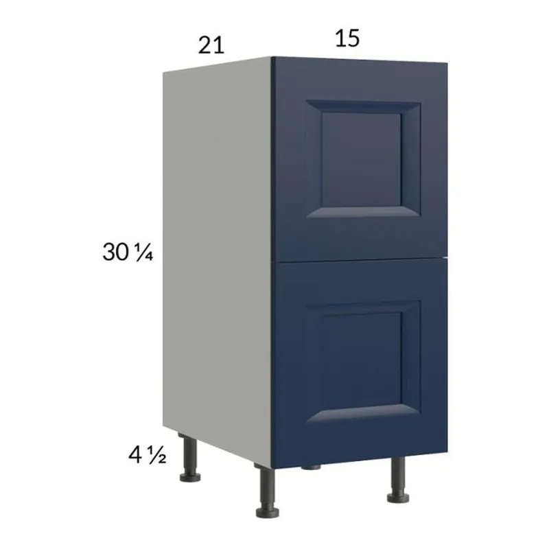 RTA Harbor Navy 15" 2-Drawer Vanity Base Cabinet with 2 Finished End Panels Authentic