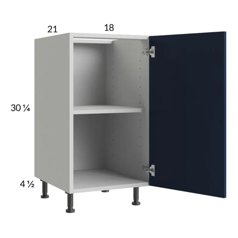 RTA Harbor Navy 18" Full Height Door Vanity Base Cabinet with 2 Finished End Panels Trusted Brand