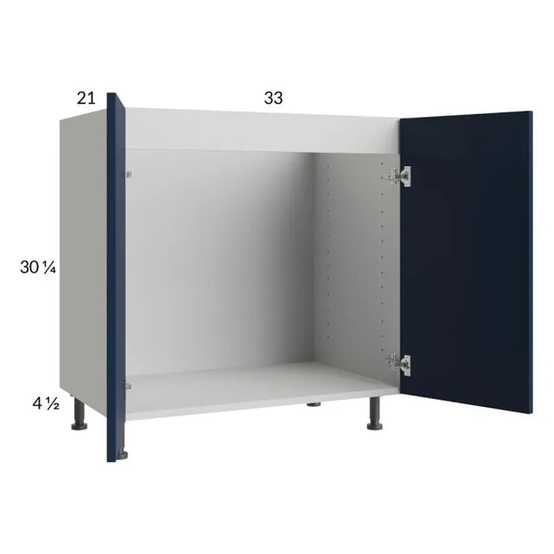 RTA Harbor Navy 33" Full Height Door Vanity Sink Base Cabinet with 2 Finished End Panels Mega Sale