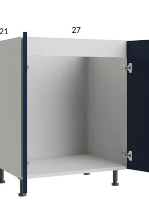 Authentic RTA Harbor Navy 27" Full Height Door Vanity Sink Base Cabinet with 1 Finished End Panel