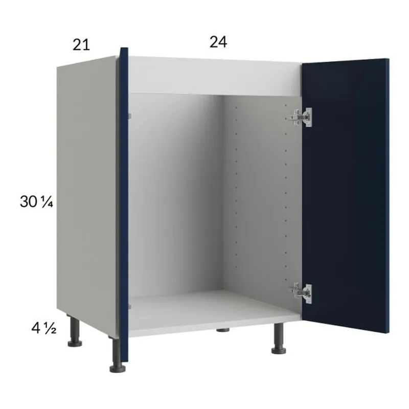 Limited Offer RTA Harbor Navy 24" Full Height Door Vanity Sink Base Cabinet with 2 Finished End Panels