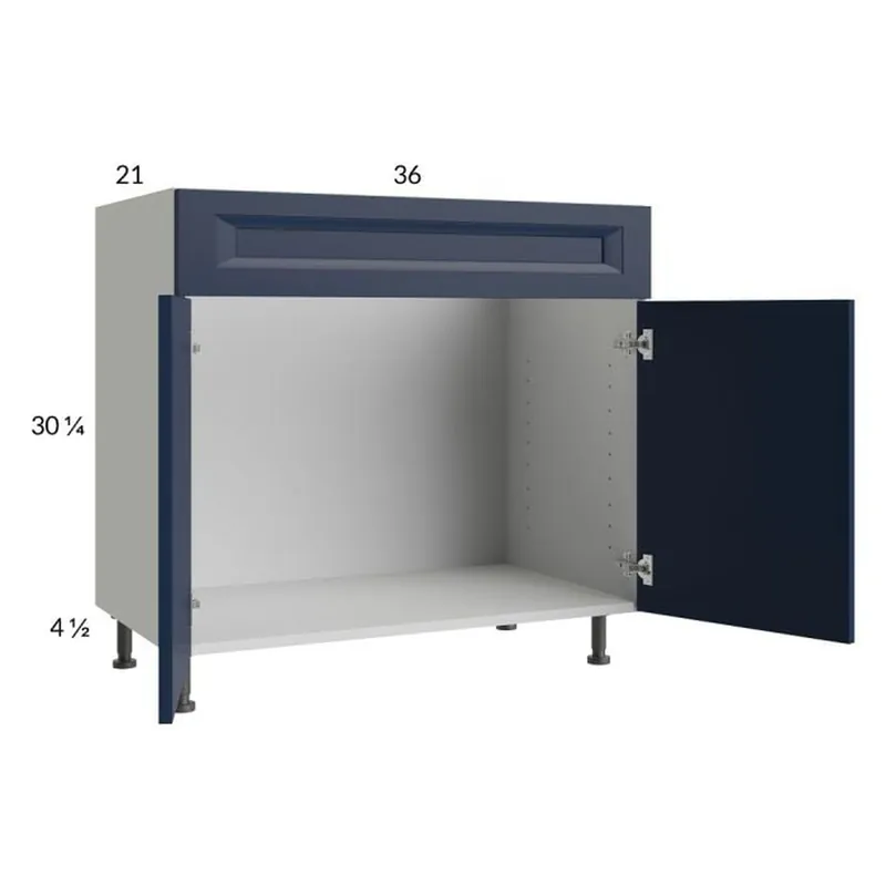 RTA Harbor Navy 36" Vanity Sink Base Cabinet with 1 Finished End Panel Flash Sale