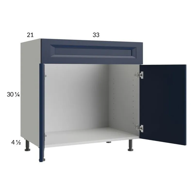 RTA Harbor Navy 33" Vanity Sink Base Cabinet with 1 Finished End Panel Order Now