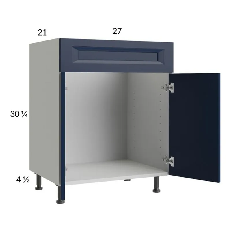 Authentic RTA Harbor Navy 27" Vanity Sink Base Cabinet with 2 Finished End Panels