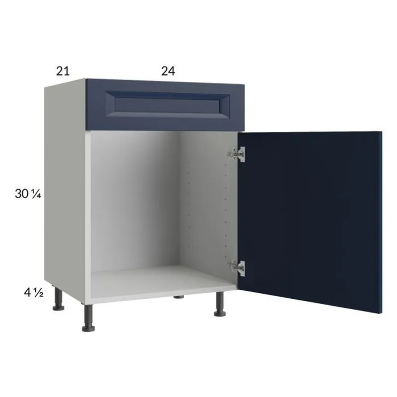 No Minimum Order RTA Harbor Navy 24" Vanity Sink Base Cabinet with 1 Door and 1 Finished End Panel