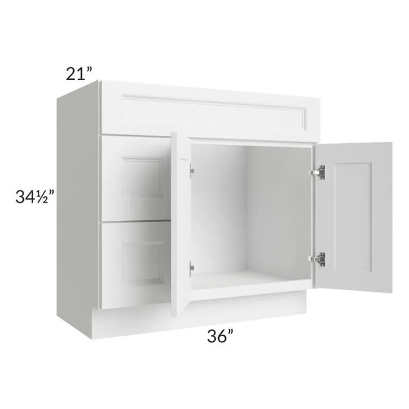 Hot Deal RTA Providence White 36" Bathroom Vanity (Drawers on Left)