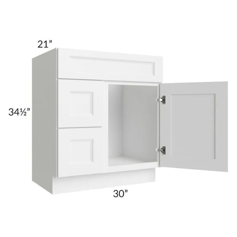 Buy Today RTA Providence White 30" Bathroom Vanity (Drawers on Left)