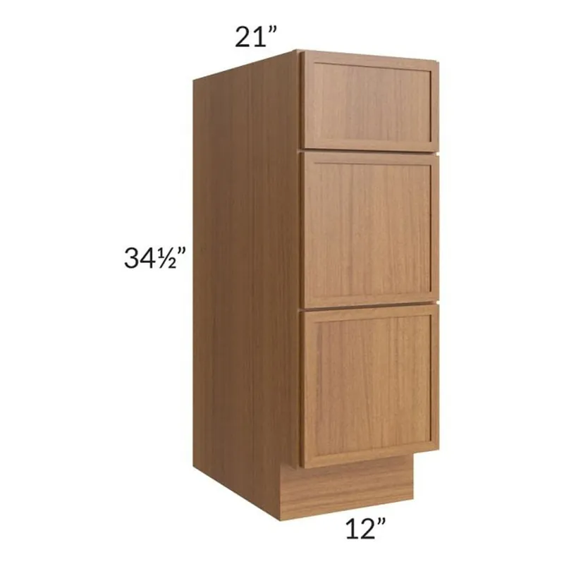 RTA Portland Walnut 12" Drawer Base Bathroom Vanity Cabinet Markdown