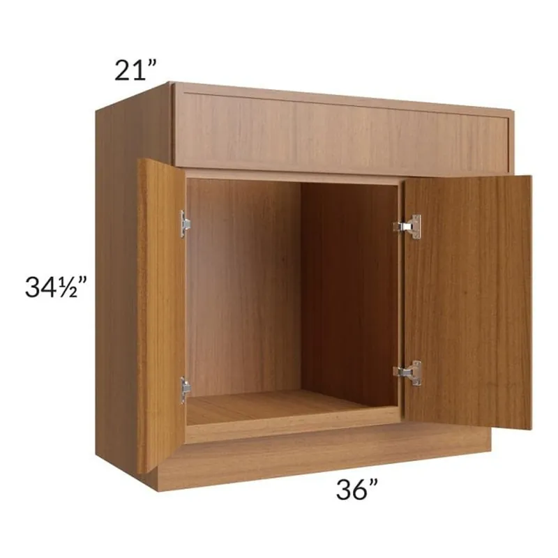 Premium RTA Portland Walnut 36" Bathroom Vanity With 2 Doors On The Left