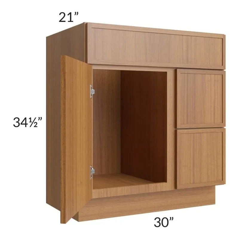 Order Now RTA Portland Walnut 30" Bathroom Vanity With 1 Door On The Left