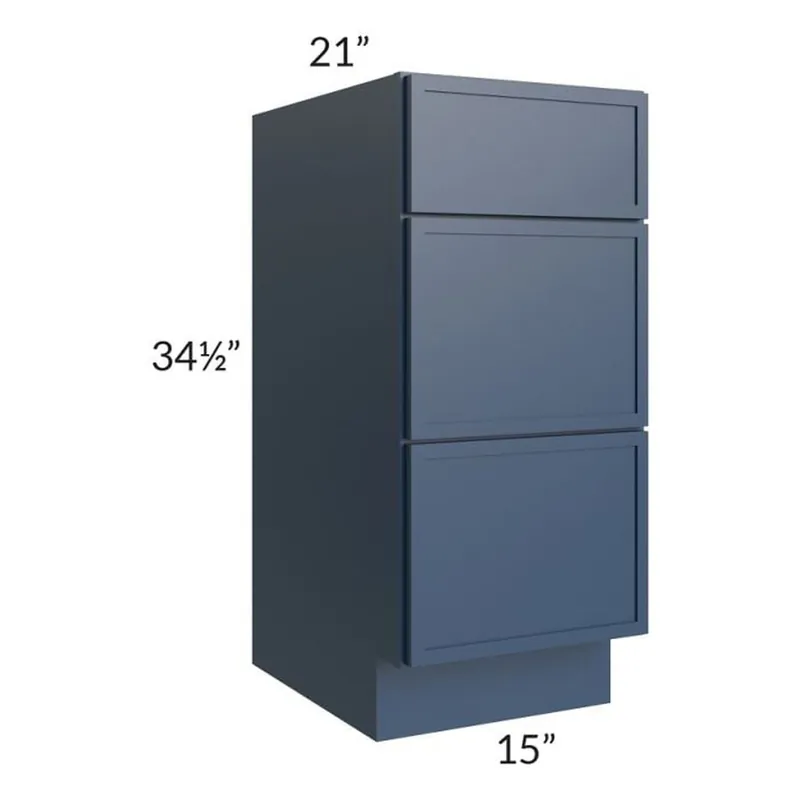 Final Sale RTA Portland Navy Blue 15" Drawer Base Bathroom Vanity Cabinet