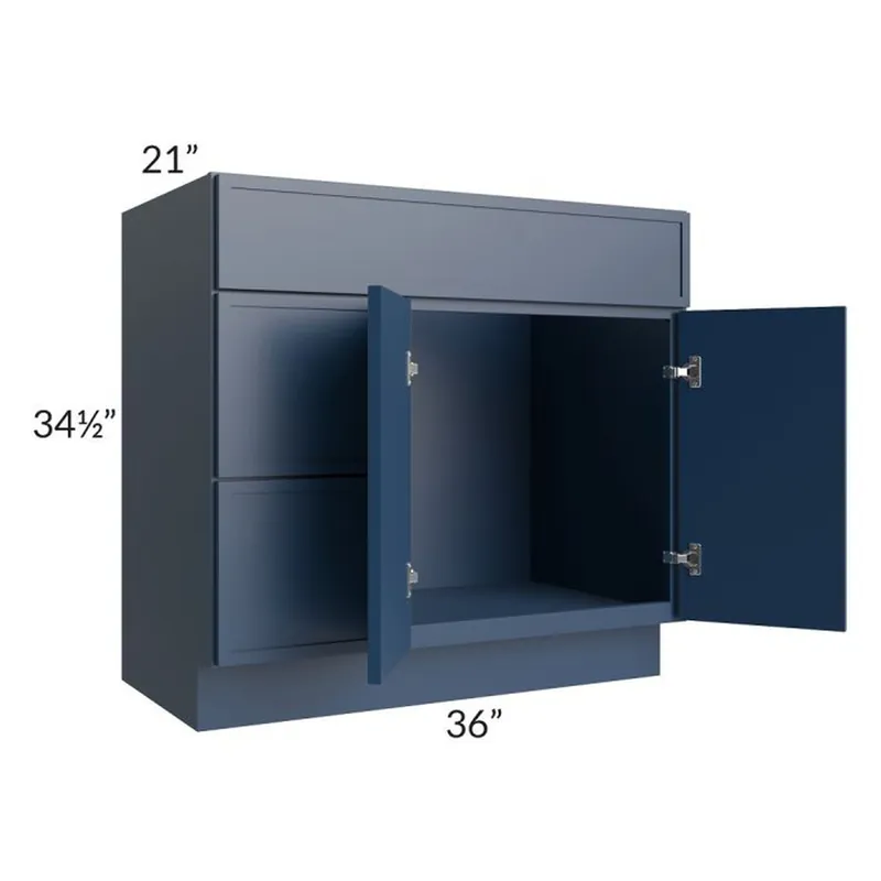 RTA Portland Navy Blue 36" Bathroom Vanity With 2 Doors On The Right Handmade