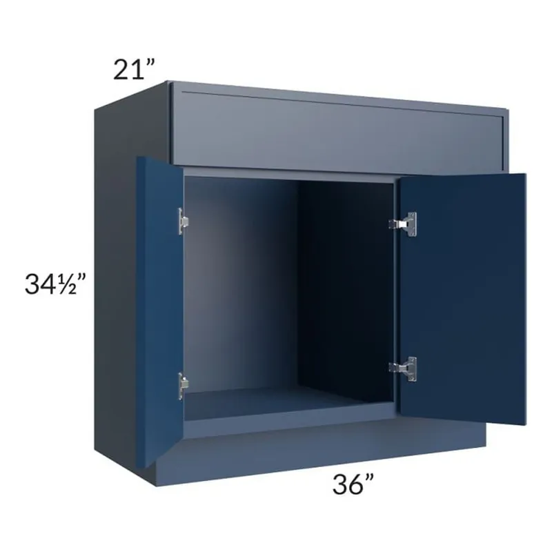 One Day Deal RTA Portland Navy Blue 36" Bathroom Vanity With 2 Doors On The Left