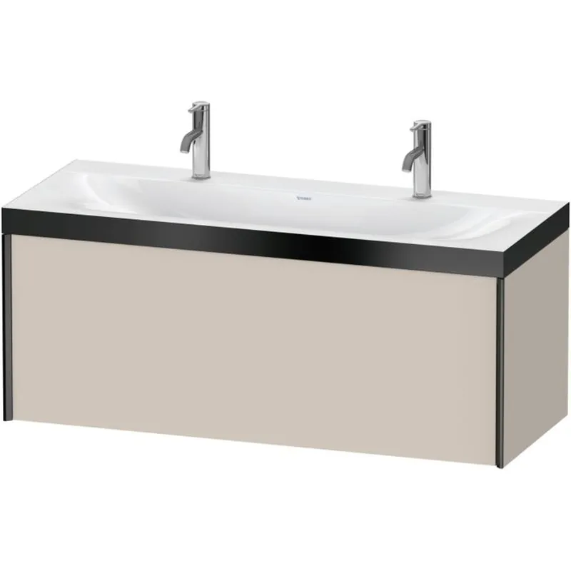 Duravit XViu 47" x 20" x 19" One Drawer C-Bonded Wall-Mount Vanity Kit With One Tap Hole, Taupe (XV4613OB291P) Crafted