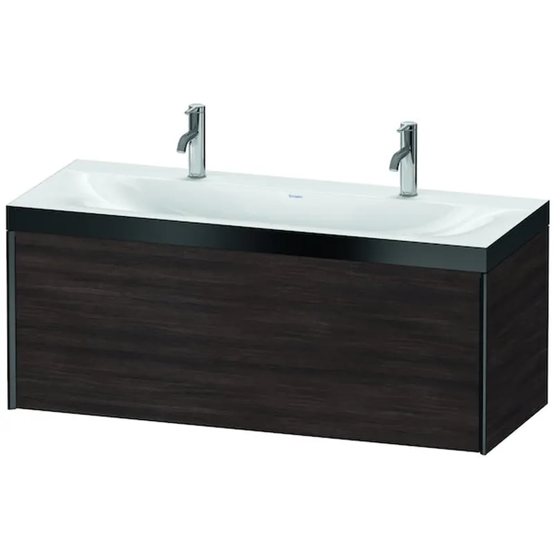 Duravit XViu 47" x 20" x 19" One Drawer C-Bonded Wall-Mount Vanity Kit With One Tap Hole, Chestnut Dark (XV4613OB253P) Editor’s Pick