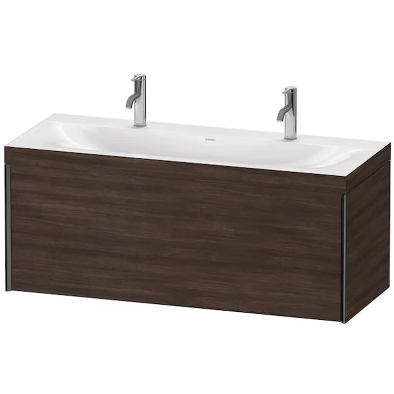 Duravit XViu 47" x 20" x 19" One Drawer C-Bonded Wall-Mount Vanity Kit With One Tap Hole, Chestnut Dark (XV4613OB253C) No Minimum Order