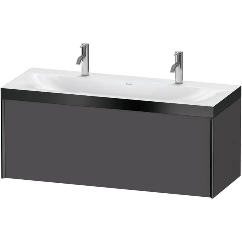 Duravit XViu 47" x 20" x 19" One Drawer C-Bonded Wall-Mount Vanity Kit With One Tap Hole, Graphite (XV4613OB249P) One Day Deal