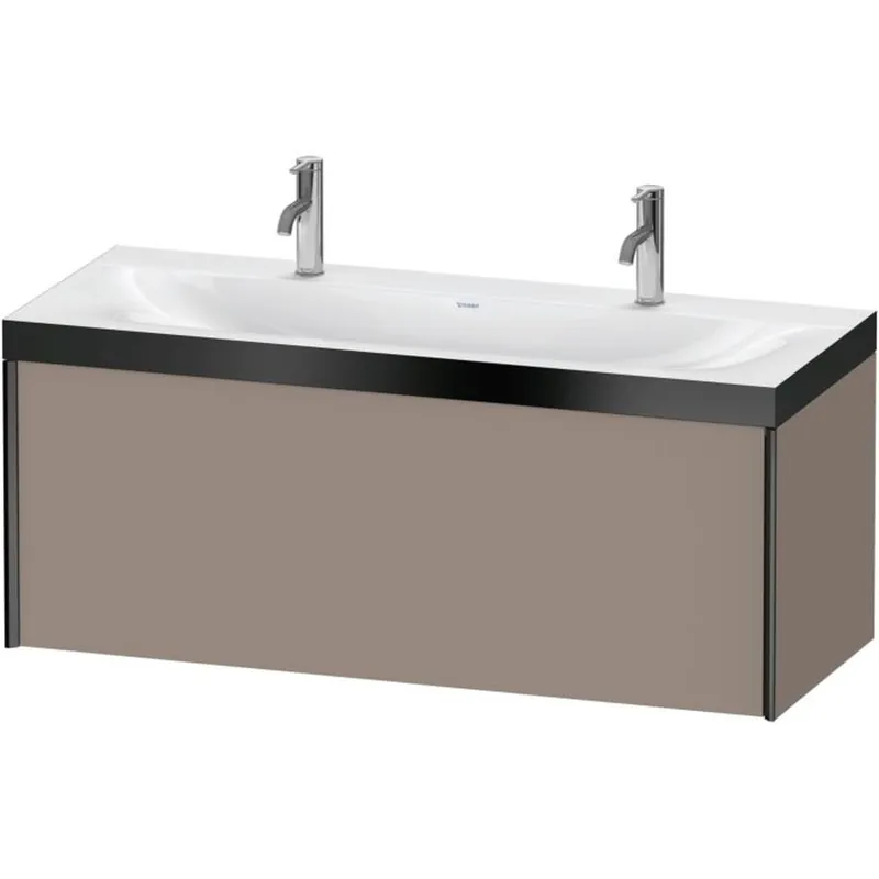 Duravit XViu 47" x 20" x 19" One Drawer C-Bonded Wall-Mount Vanity Kit With One Tap Hole, Basalt (XV4613OB243P) Exclusive