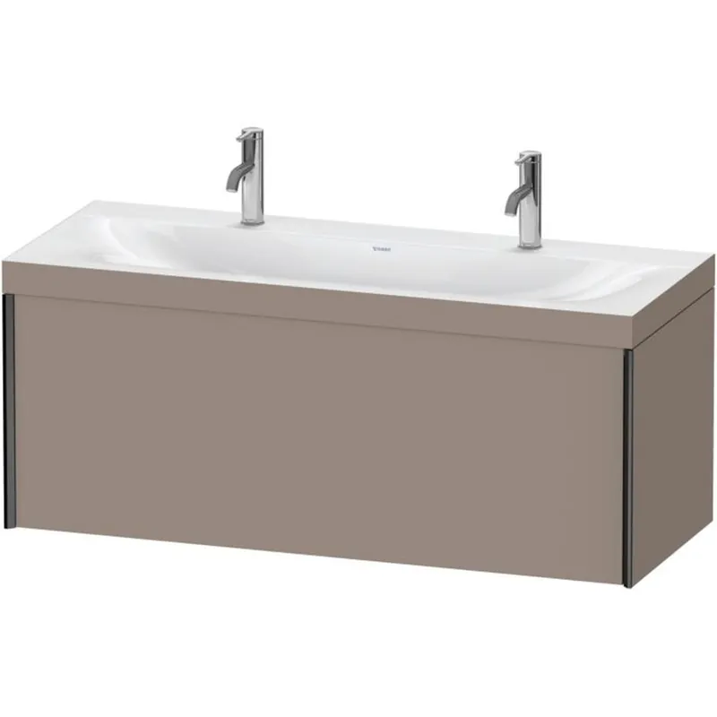 Original Duravit XViu 47" x 20" x 19" One Drawer C-Bonded Wall-Mount Vanity Kit With One Tap Hole, Basalt (XV4613OB243C)
