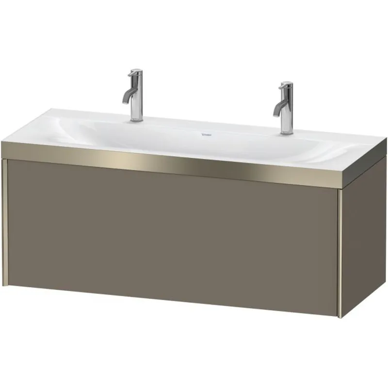 Clearance Duravit XViu 47" x 20" x 19" One Drawer C-Bonded Wall-Mount Vanity Kit With One Tap Hole, Flannel Gray (XV4613OB190P)