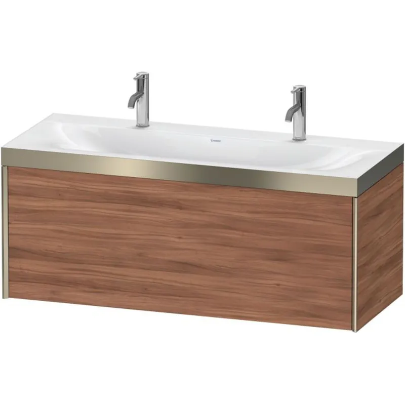 Duravit XViu 47" x 20" x 19" One Drawer C-Bonded Wall-Mount Vanity Kit With One Tap Hole, Walnut (XV4613OB179P) Direct From Manufacturer