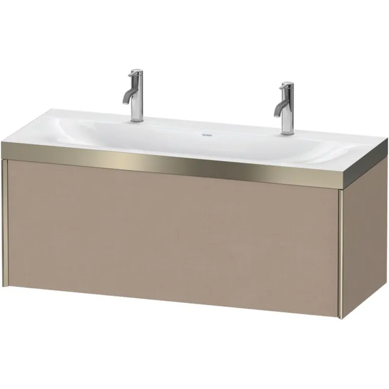 Duravit XViu 47" x 20" x 19" One Drawer C-Bonded Wall-Mount Vanity Kit With One Tap Hole, Linen (XV4613OB175P) Free Delivery