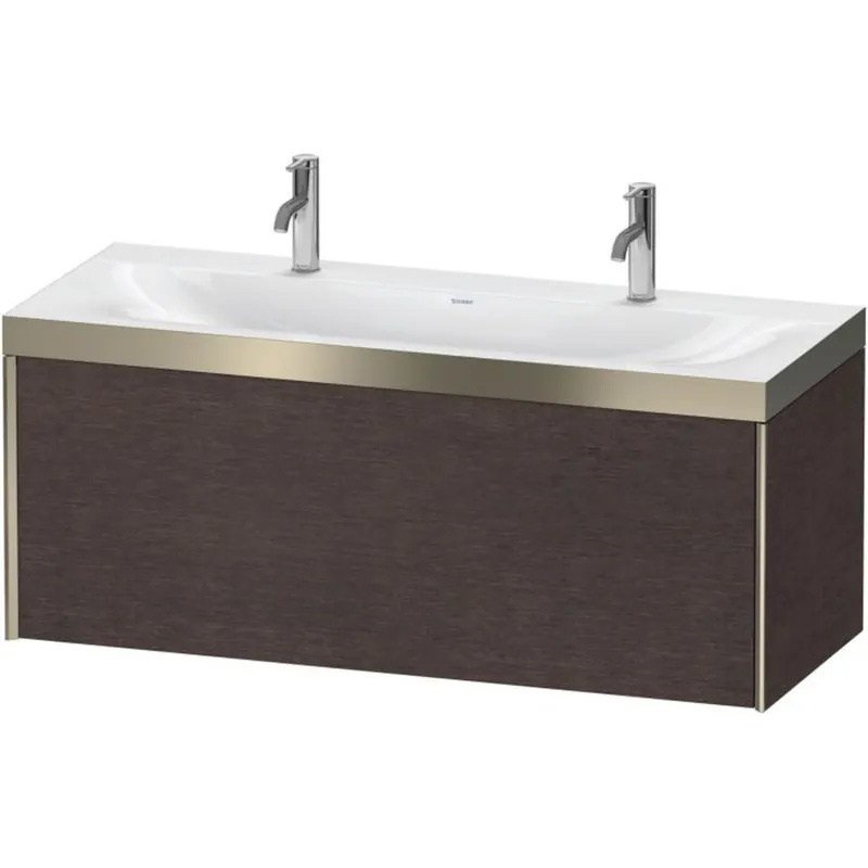 Low Price Duravit XViu 47" x 20" x 19" One Drawer C-Bonded Wall-Mount Vanity Kit With One Tap Hole, Dark Brushed Oak (XV4613OB172P)