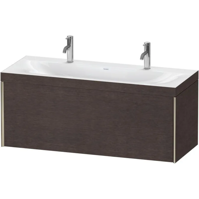 Warranty Included Duravit XViu 47" x 20" x 19" One Drawer C-Bonded Wall-Mount Vanity Kit With One Tap Hole, Dark Brushed Oak (XV4613OB172C)