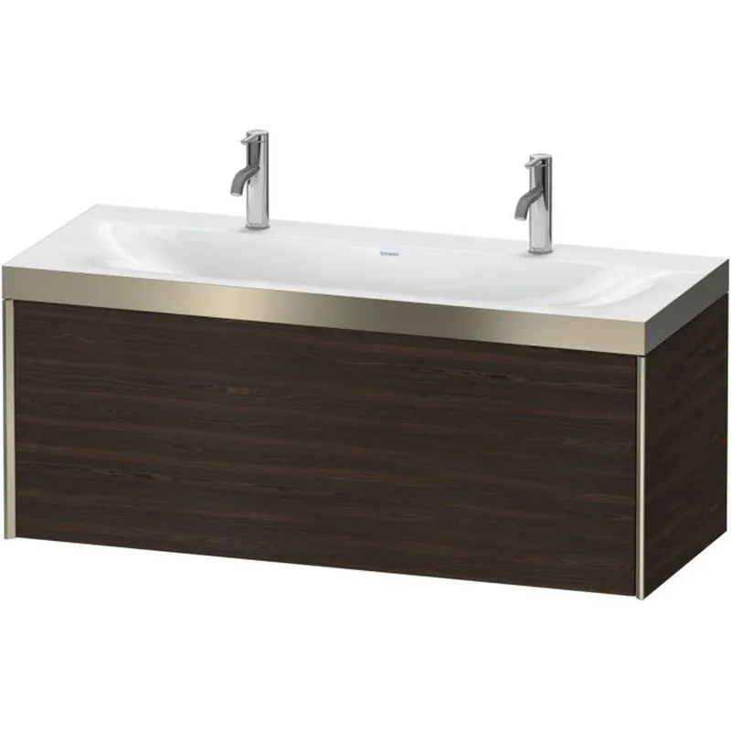 Holiday Sale Duravit XViu 47" x 20" x 19" One Drawer C-Bonded Wall-Mount Vanity Kit With One Tap Hole, Walnut Brushed (XV4613OB169P)