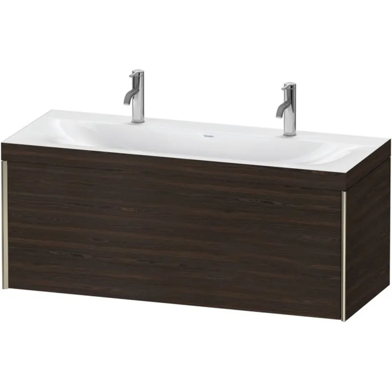 Hot Deal Duravit XViu 47" x 20" x 19" One Drawer C-Bonded Wall-Mount Vanity Kit With One Tap Hole, Walnut Brushed (XV4613OB169C)