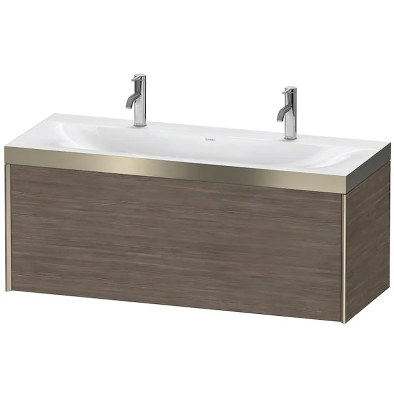 Duravit XViu 47" x 20" x 19" One Drawer C-Bonded Wall-Mount Vanity Kit With One Tap Hole, Pine Terra (XV4613OB151P) Must Have