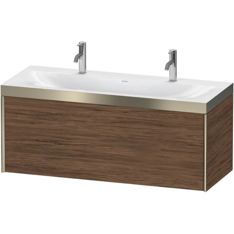 Duravit XViu 47" x 20" x 19" One Drawer C-Bonded Wall-Mount Vanity Kit With One Tap Hole, Walnut Dark (XV4613OB121P) New Arrival