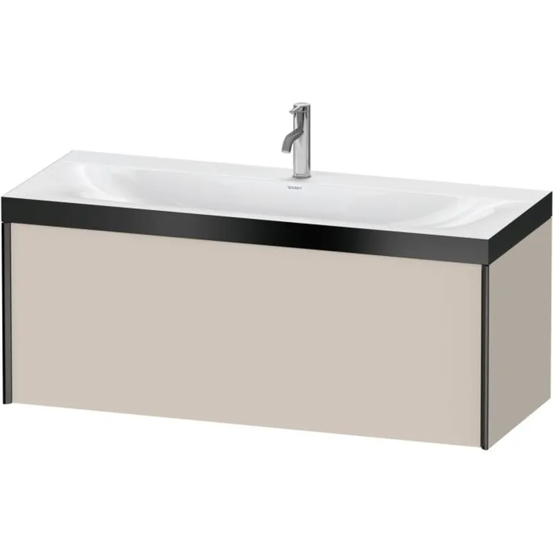 In Demand Duravit XViu 47" x 20" x 19" One Drawer C-Bonded Wall-Mount Vanity Kit With One Tap Hole, Taupe (XV4612OB291P)