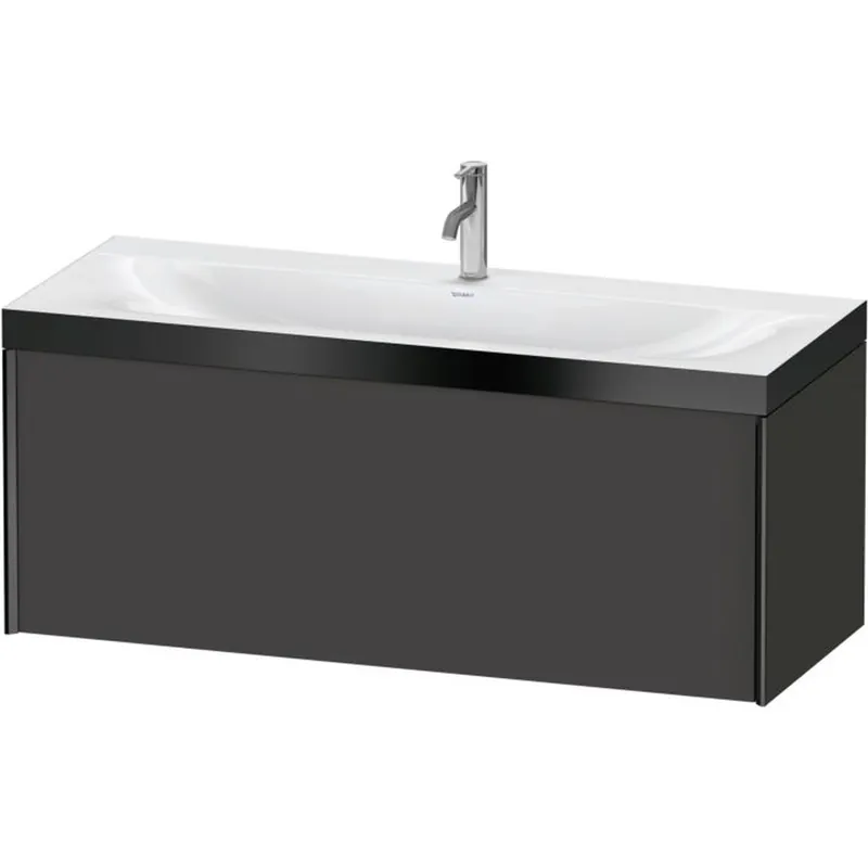Duravit XViu 47" x 20" x 19" One Drawer C-Bonded Wall-Mount Vanity Kit With One Tap Hole, Graphite (XV4612OB280P) Today Only