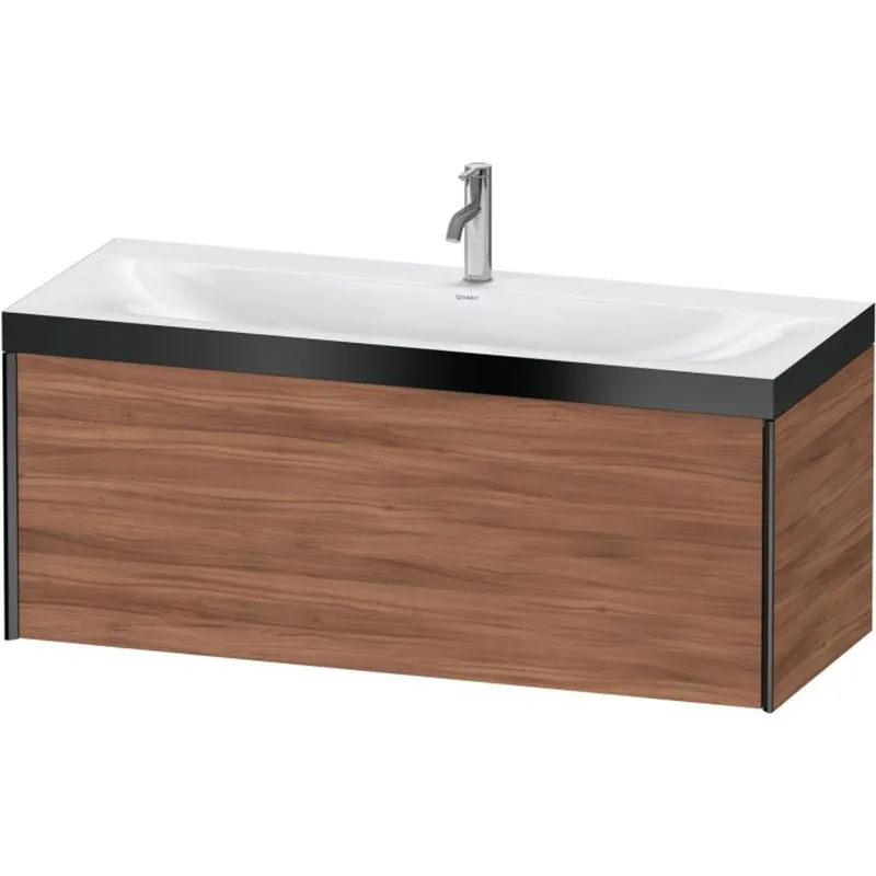 Must Have Duravit XViu 47" x 20" x 19" One Drawer C-Bonded Wall-Mount Vanity Kit With One Tap Hole, Walnut (XV4612OB279P)