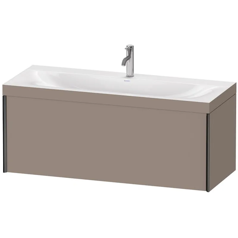 Don’t Miss Out Duravit XViu 47" x 20" x 19" One Drawer C-Bonded Wall-Mount Vanity Kit With One Tap Hole, Basalt (XV4612OB243C)