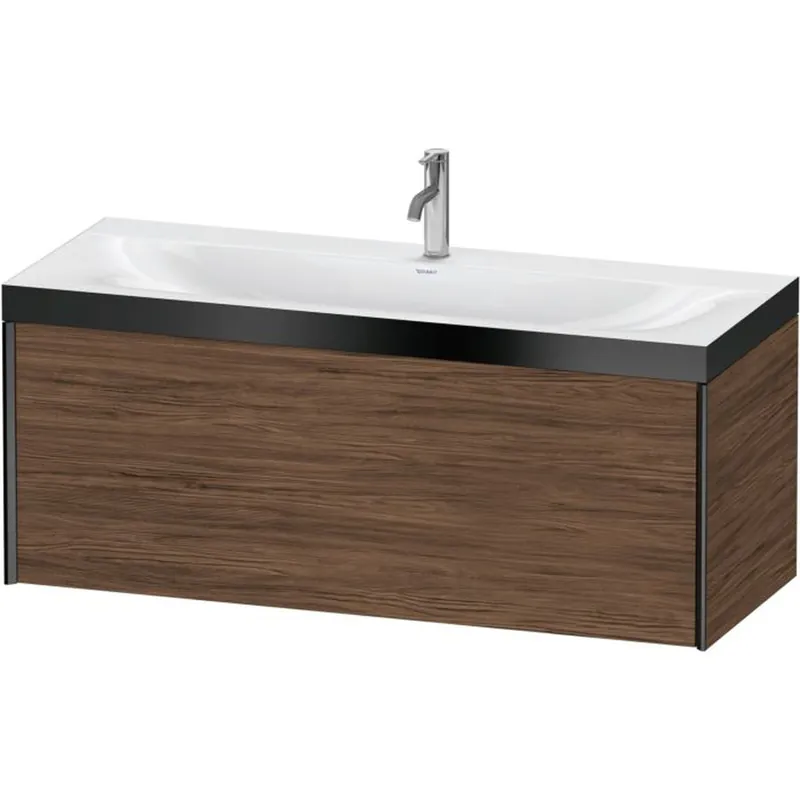Duravit XViu 47" x 20" x 19" One Drawer C-Bonded Wall-Mount Vanity Kit With One Tap Hole, Walnut Dark (XV4612OB221P) Price Drop