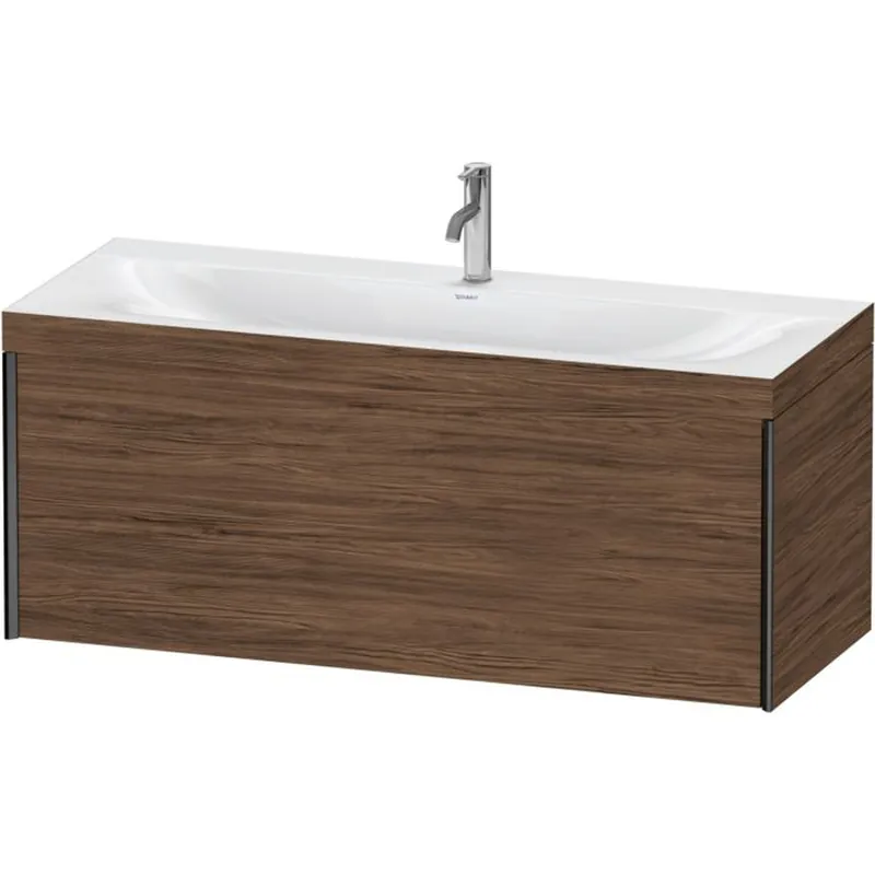 Duravit XViu 47" x 20" x 19" One Drawer C-Bonded Wall-Mount Vanity Kit With One Tap Hole, Walnut Dark (XV4612OB221C) Budget