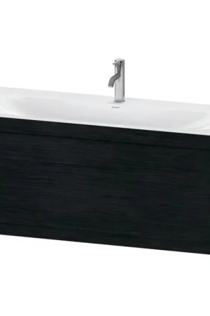 Certified Duravit XViu 47" x 20" x 19" One Drawer C-Bonded Wall-Mount Vanity Kit With One Tap Hole, Oak Black (XV4612OB216C)