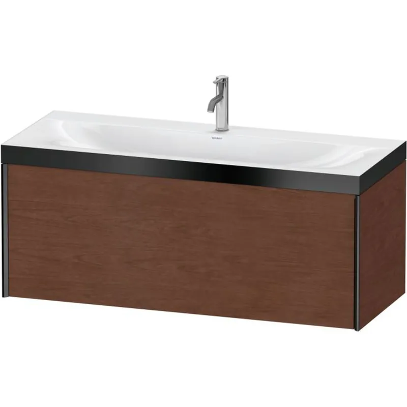 Duravit XViu 47" x 20" x 19" One Drawer C-Bonded Wall-Mount Vanity Kit With One Tap Hole, American Walnut (XV4612OB213P) Viral