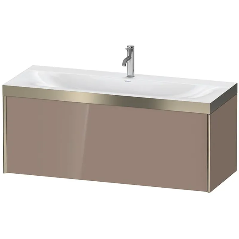 Place Order Duravit XViu 47" x 20" x 19" One Drawer C-Bonded Wall-Mount Vanity Kit With One Tap Hole, Cappuccino (XV4612OB186P)