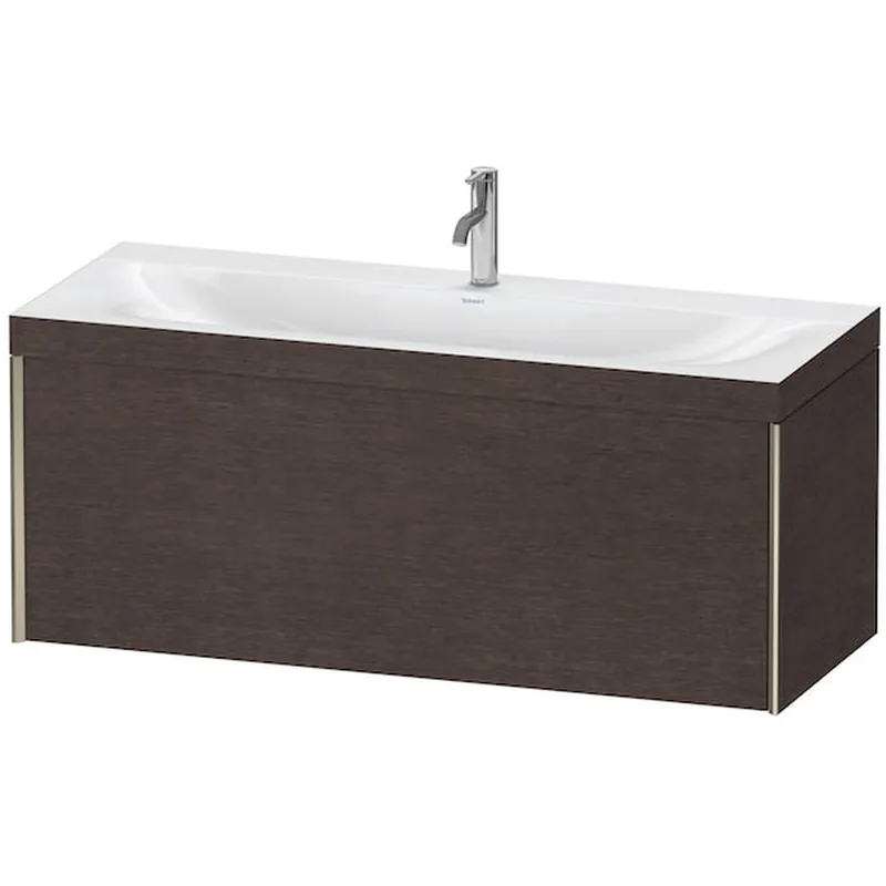 Duravit XViu 47" x 20" x 19" One Drawer C-Bonded Wall-Mount Vanity Kit With One Tap Hole, Dark Brushed Oak (XV4612OB172C) Next Day Delivery
