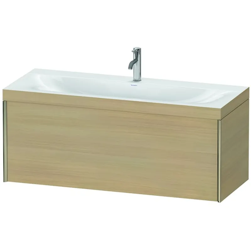 Handmade Duravit XViu 47" x 20" x 19" One Drawer C-Bonded Wall-Mount Vanity Kit With One Tap Hole, Mediterranean Oak (XV4612OB171C)
