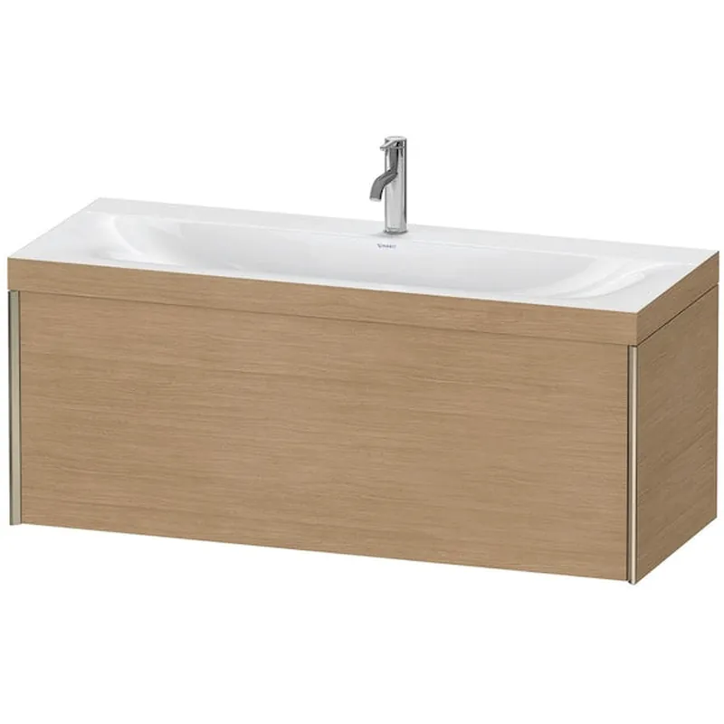Duravit XViu 47" x 20" x 19" One Drawer C-Bonded Wall-Mount Vanity Kit With One Tap Hole, European Oak (XV4612OB152C) One Day Deal