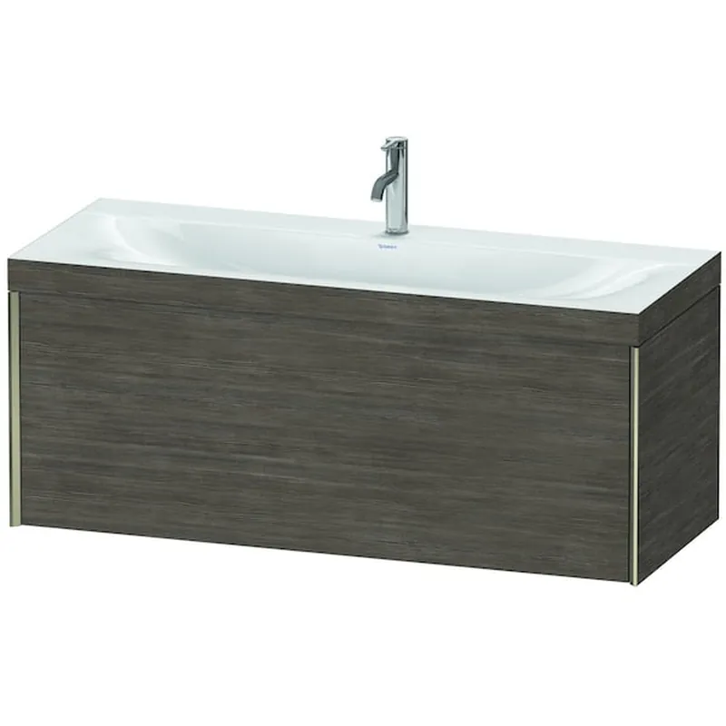 Shop Now Duravit XViu 47" x 20" x 19" One Drawer C-Bonded Wall-Mount Vanity Kit With One Tap Hole, Pine Terra (XV4612OB151C)