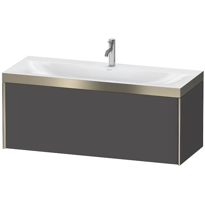 Price Drop Duravit XViu 47" x 20" x 19" One Drawer C-Bonded Wall-Mount Vanity Kit With One Tap Hole, Graphite (XV4612OB149P)