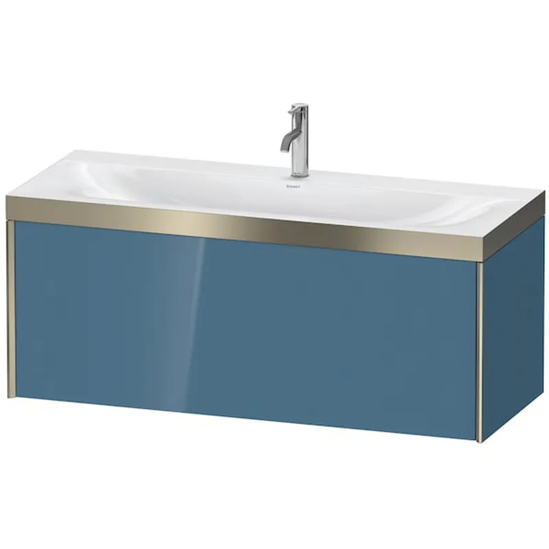 Handmade Duravit XViu 47" x 20" x 19" One Drawer C-Bonded Wall-Mount Vanity Kit With One Tap Hole, Stone Blue (XV4612OB147P)