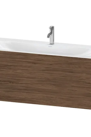 Certified Duravit XViu 47" x 20" x 19" One Drawer C-Bonded Wall-Mount Vanity Kit With One Tap Hole, Walnut Dark (XV4612OB121C)