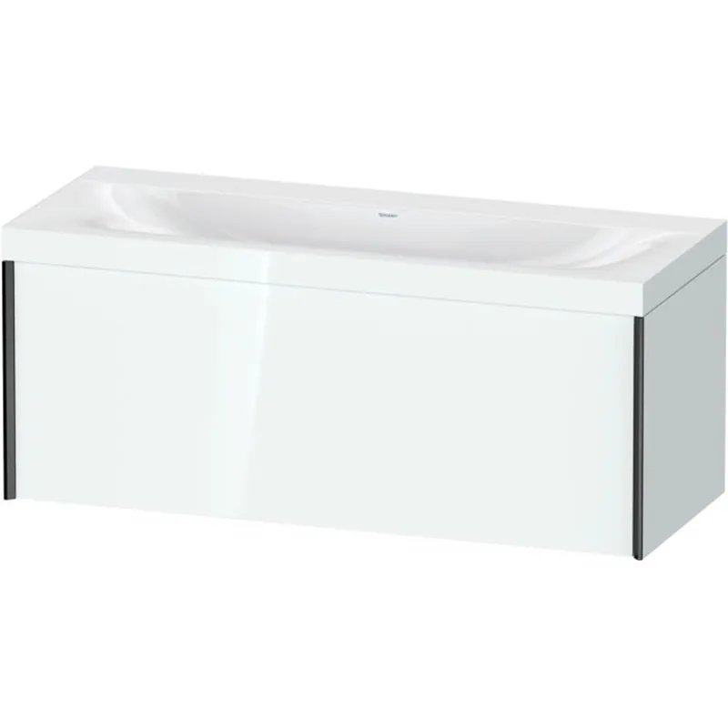 Handmade Duravit XViu 47" x 20" x 19" One Drawer C-Bonded Wall-Mount Vanity Kit Without Tap Hole, White (XV4612NB285C)